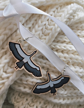 Wooden earrings "Stork"